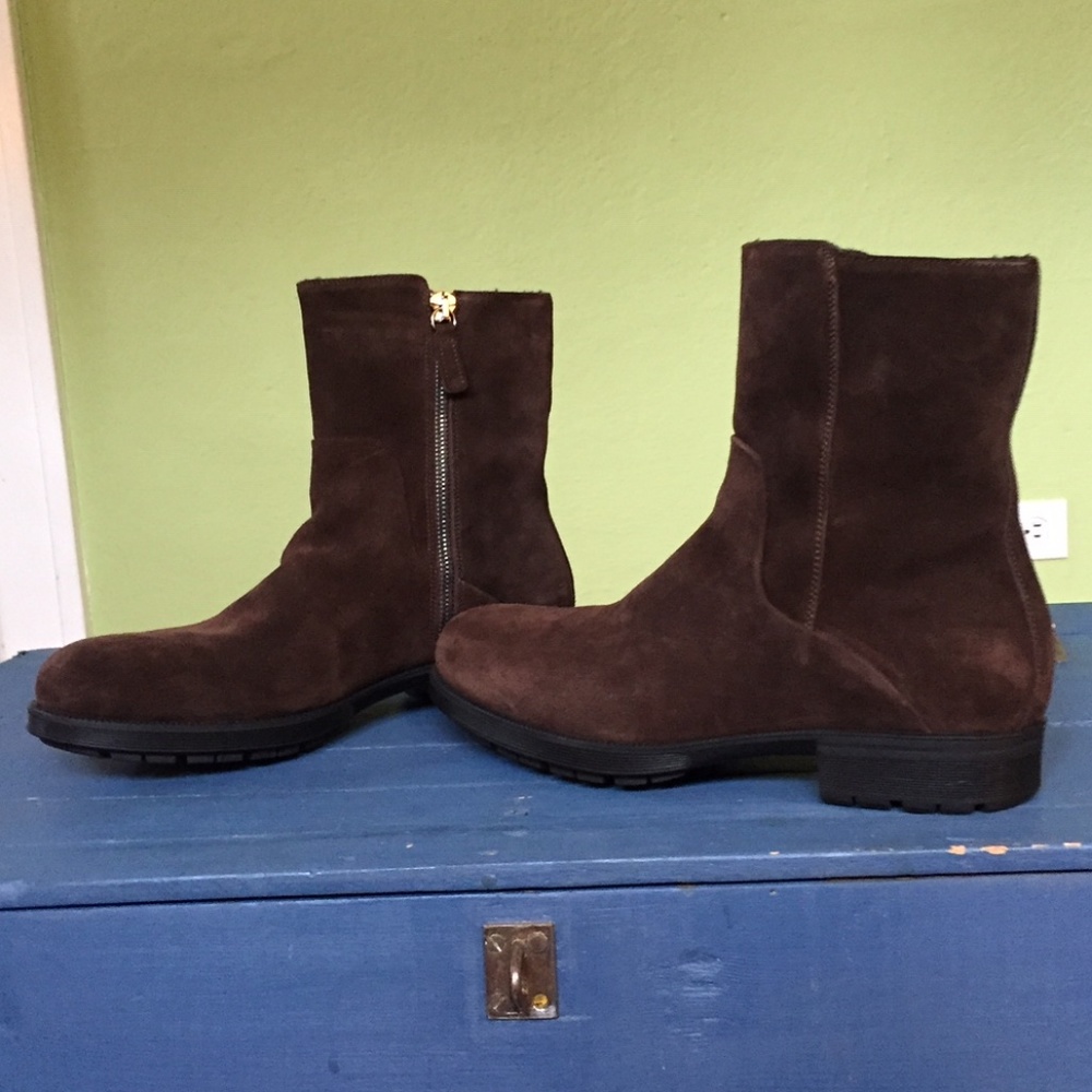 Aquatalia Ankle Suede Boot--Shearling Lining